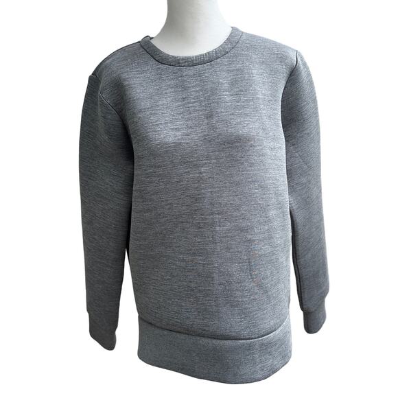 ROOTS Athletics Canada Gray Pullover Back Zip Faux Neoprene Scuba Sweatshirt M - Picture 7 of 11